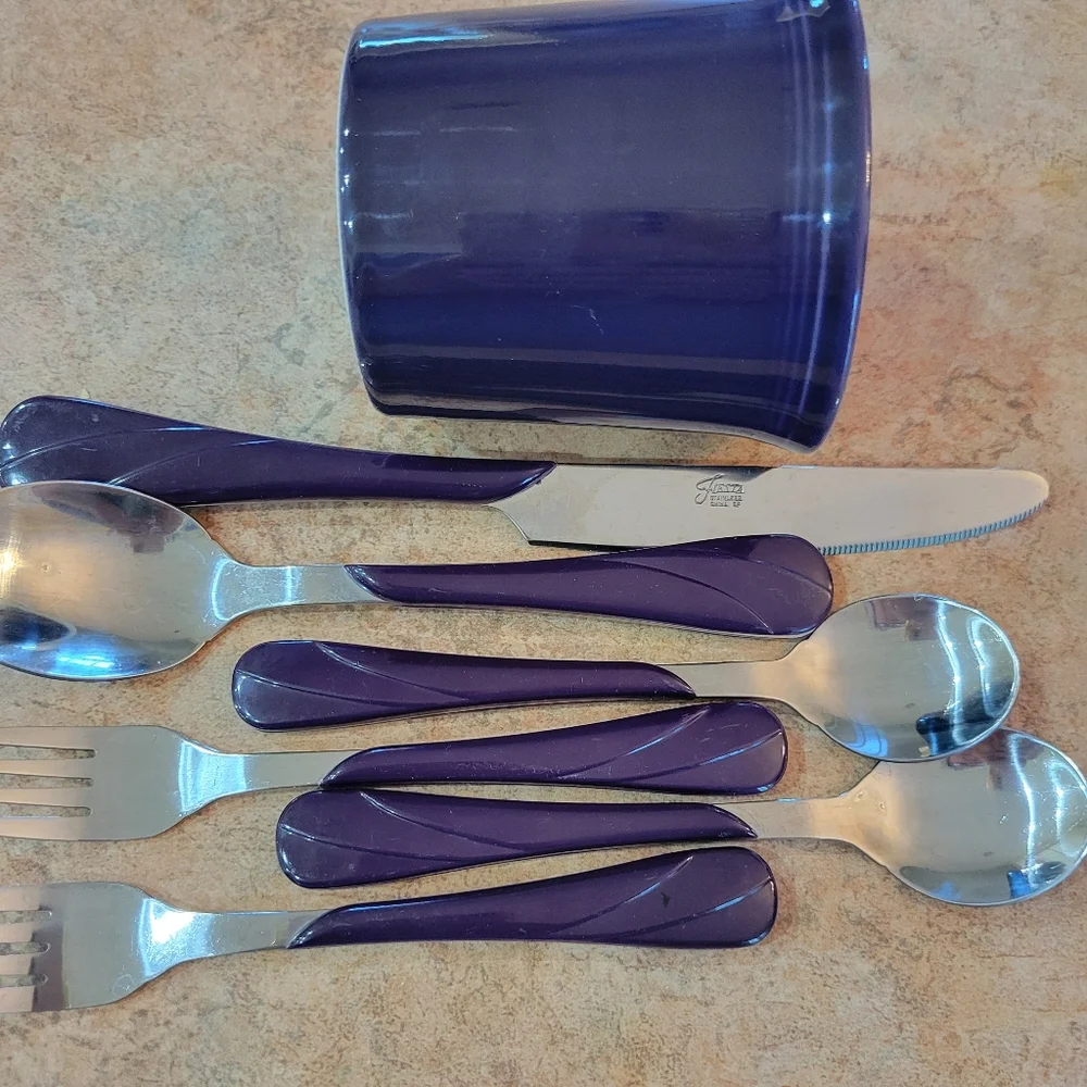 Fiesta Plum Purple Swirl Flatware & Mug ~ Retired Items & Color